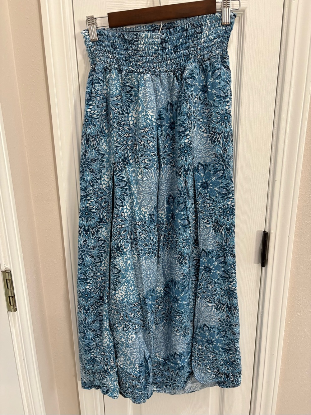 Rewash Blue Floral split wide leg pants